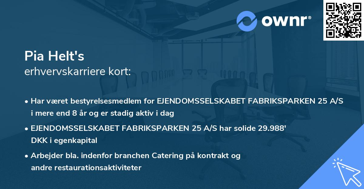 Pia Helt's erhvervskarriere kort