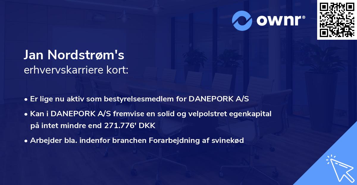 Jan Nordstrøm's erhvervskarriere kort