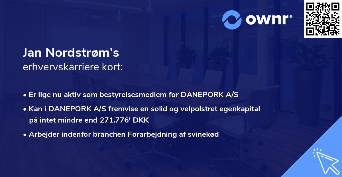 Jan Nordstrøm's erhvervskarriere kort