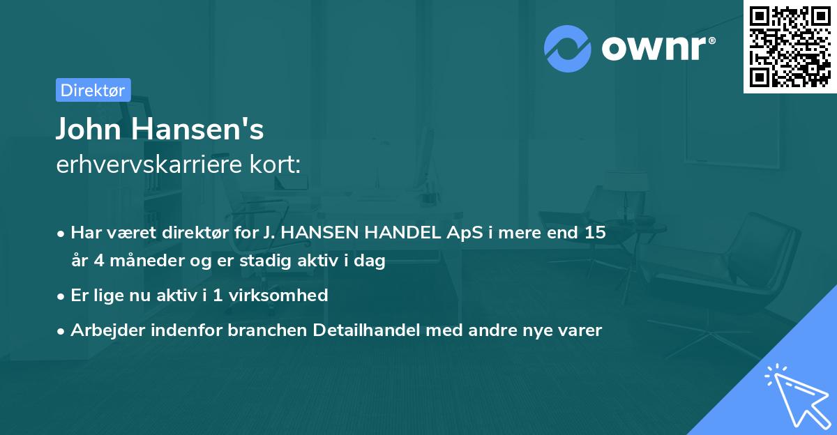 John Hansen's erhvervskarriere kort