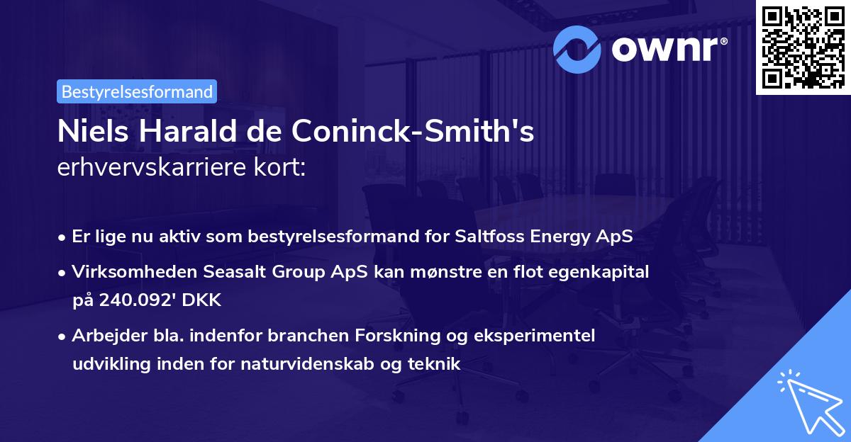 Niels Harald de Coninck-Smith's erhvervskarriere kort