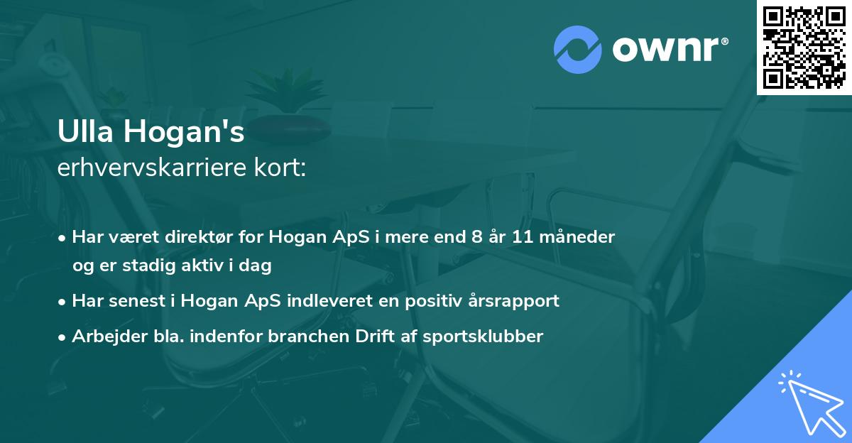 Ulla Hogan's erhvervskarriere kort