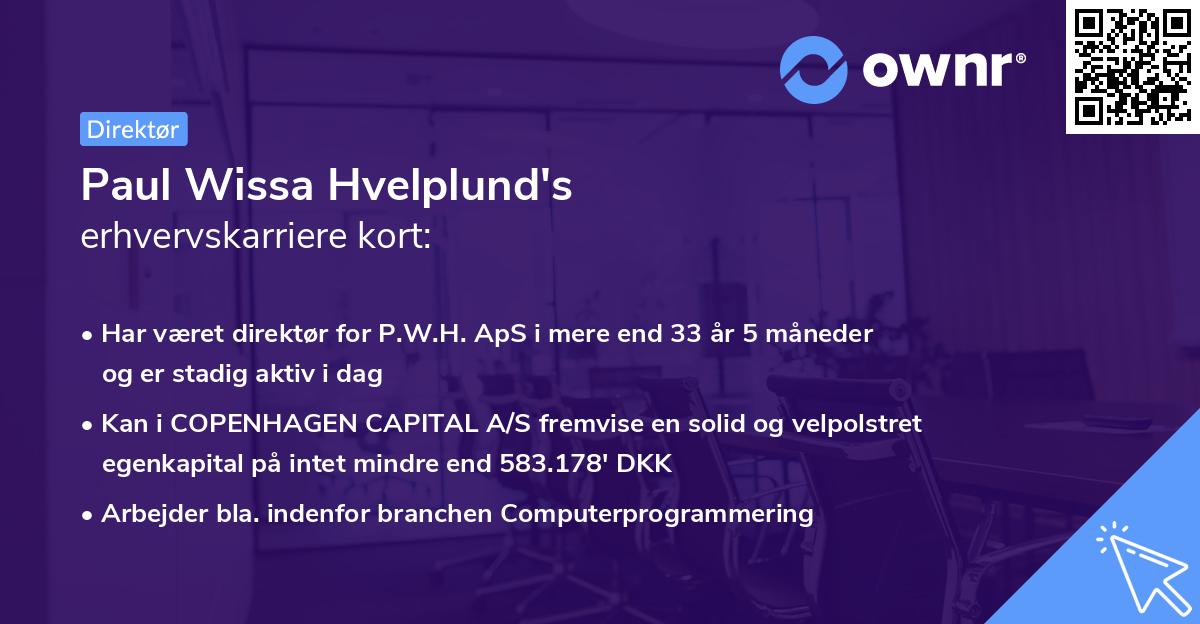 Paul Wissa Hvelplund's erhvervskarriere kort