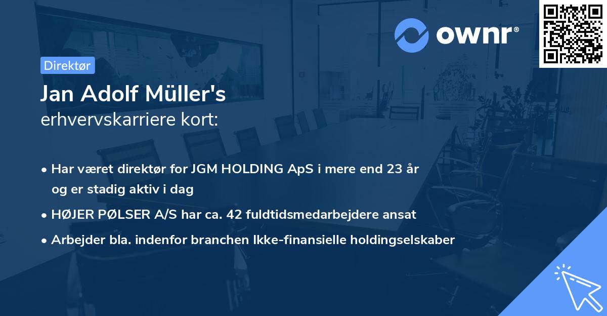 Jan Adolf Müller's erhvervskarriere kort