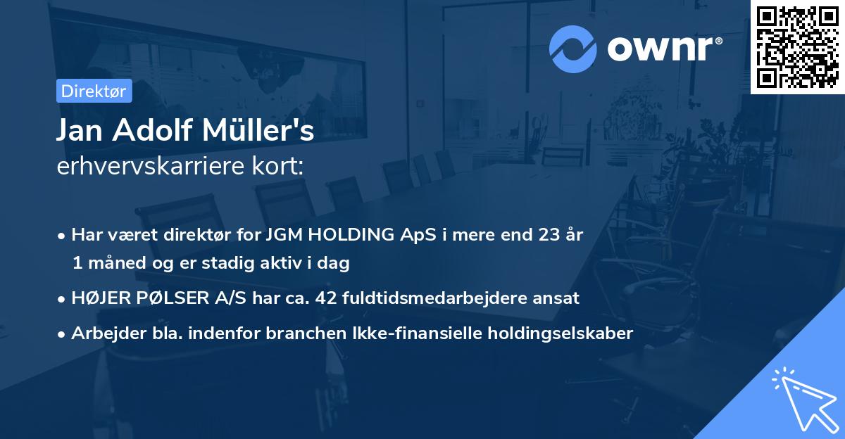 Jan Adolf Müller's erhvervskarriere kort