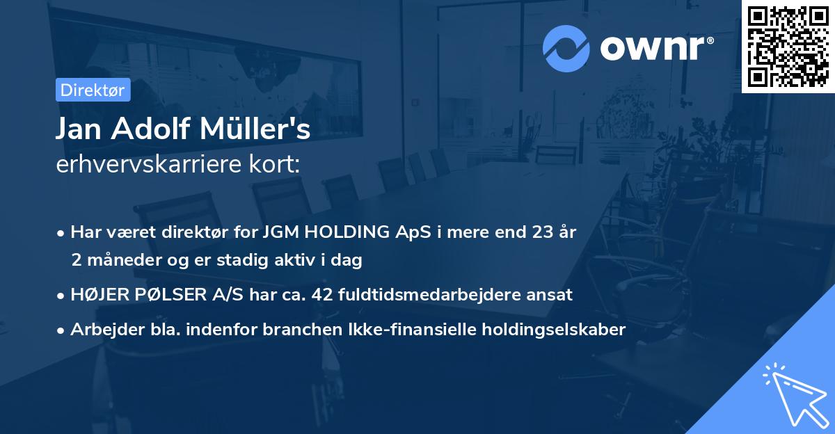 Jan Adolf Müller's erhvervskarriere kort