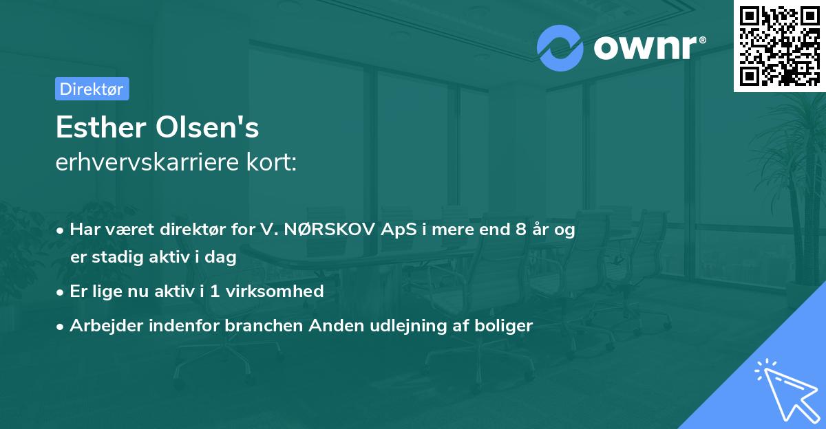 Esther Olsen's erhvervskarriere kort