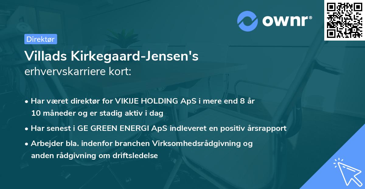 Villads Kirkegaard-Jensen's erhvervskarriere kort