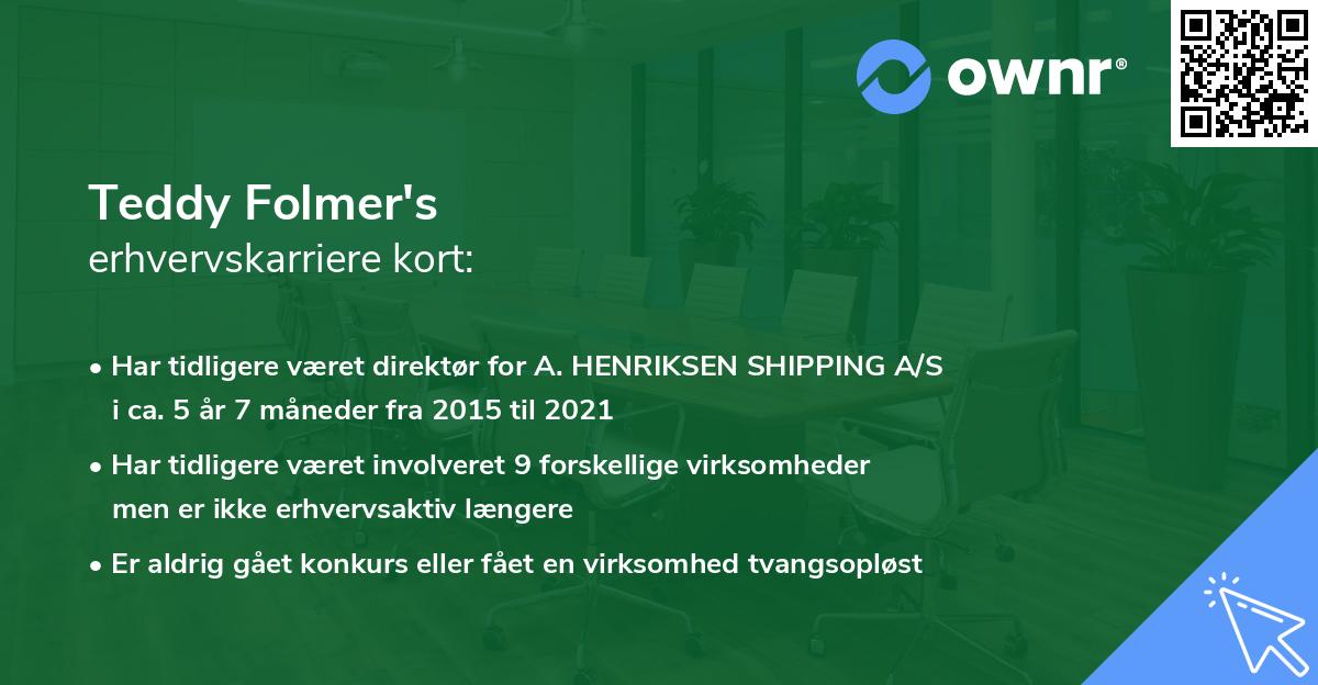 Teddy Folmer's erhvervskarriere kort