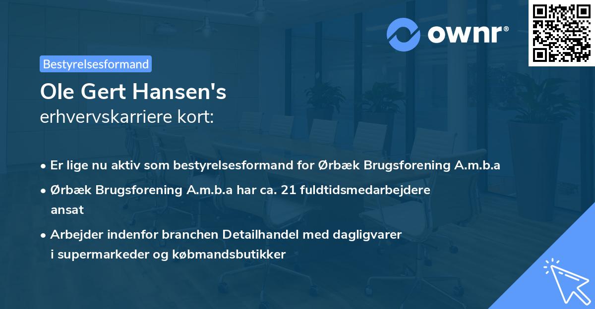 Ole Gert Hansen's erhvervskarriere kort