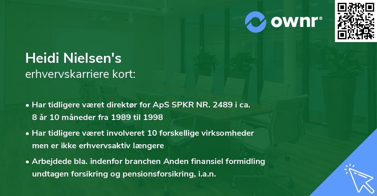 Heidi Nielsen's erhvervskarriere kort