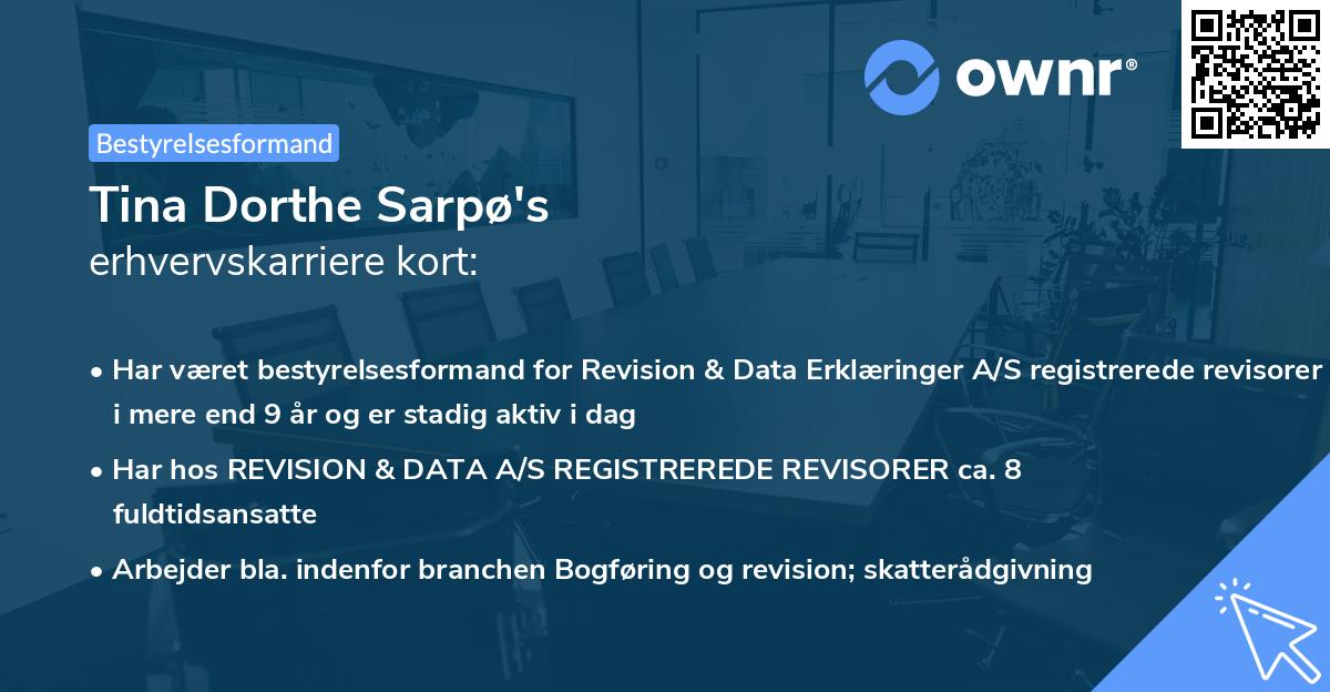 Tina Dorthe Sarpø's erhvervskarriere kort