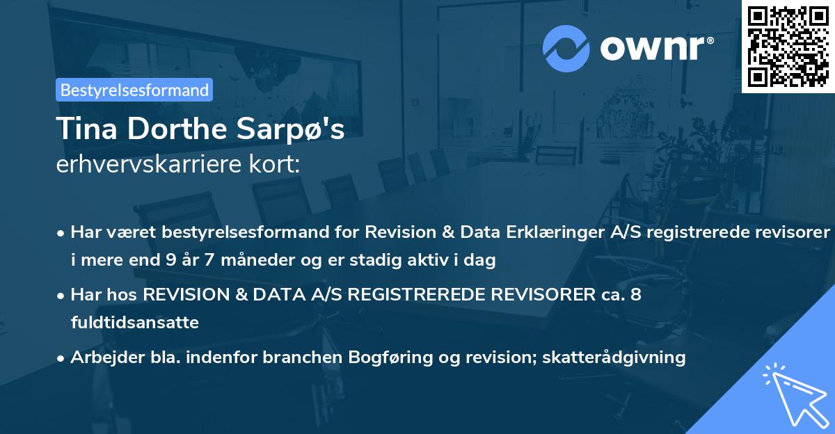 Tina Dorthe Sarpø's erhvervskarriere kort