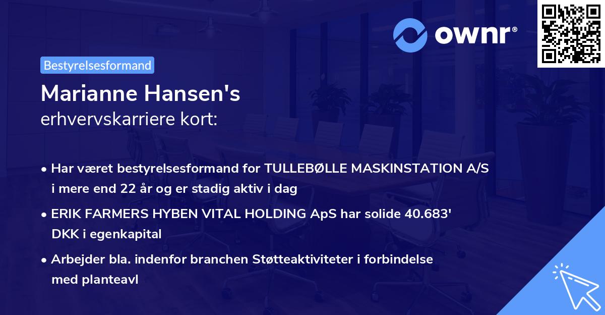 Marianne Hansen's erhvervskarriere kort