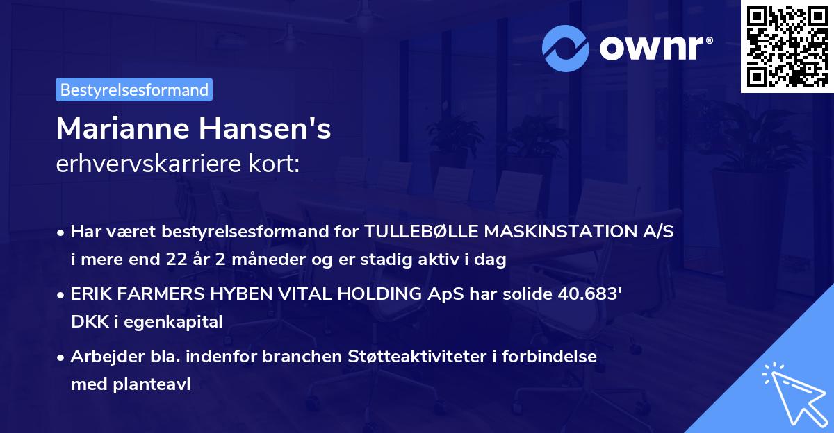 Marianne Hansen's erhvervskarriere kort
