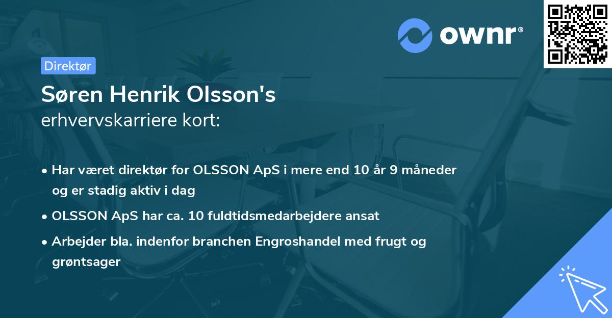Søren Henrik Olsson's erhvervskarriere kort