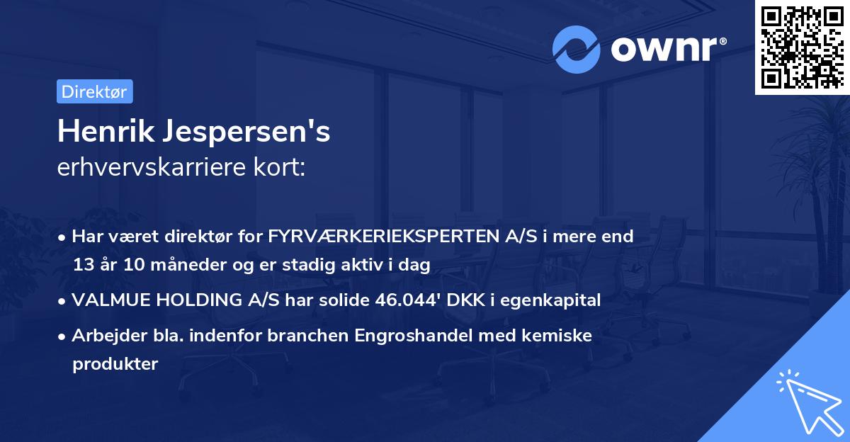 Henrik Jespersen's erhvervskarriere kort