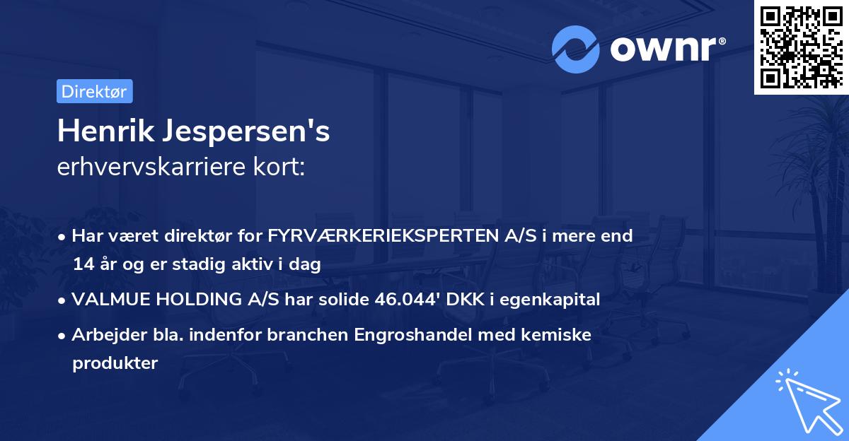 Henrik Jespersen's erhvervskarriere kort