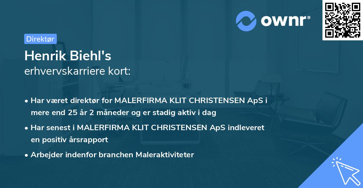 Henrik Biehl's erhvervskarriere kort