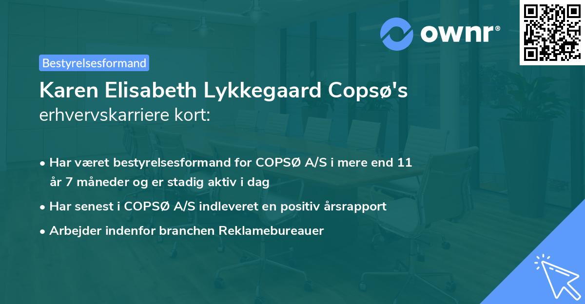 Karen Elisabeth Lykkegaard Copsø's erhvervskarriere kort