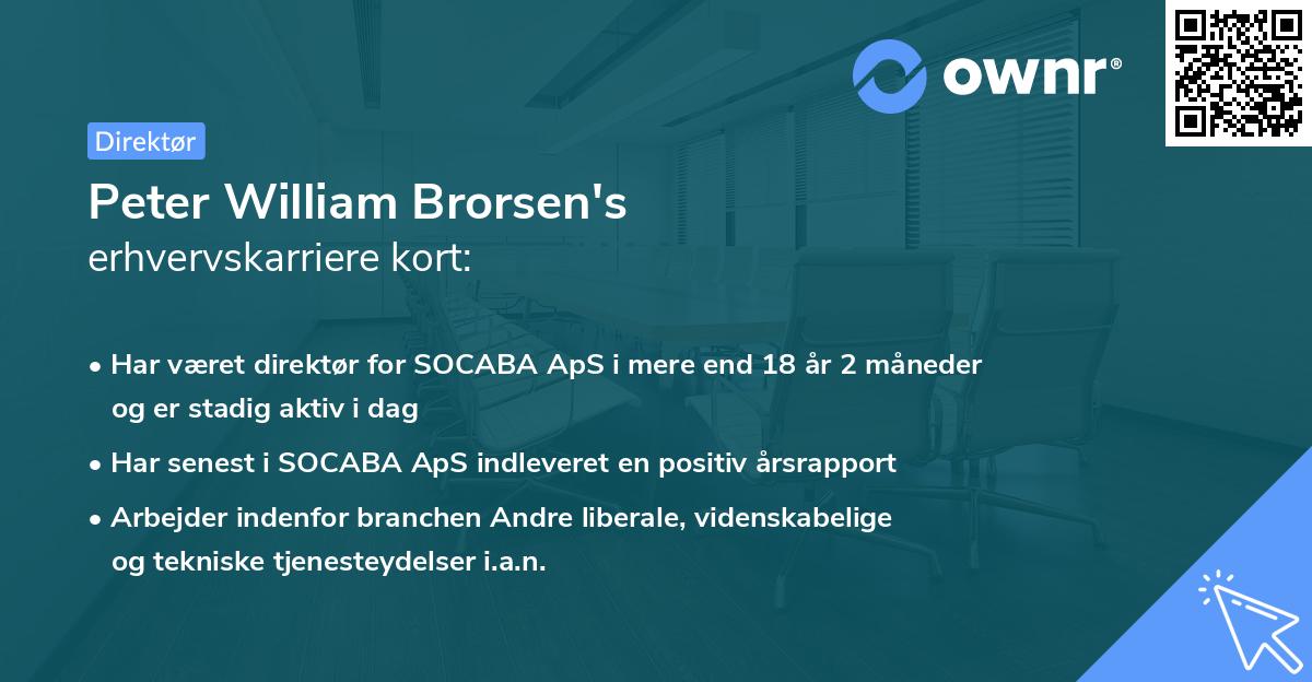 Peter William Brorsen's erhvervskarriere kort