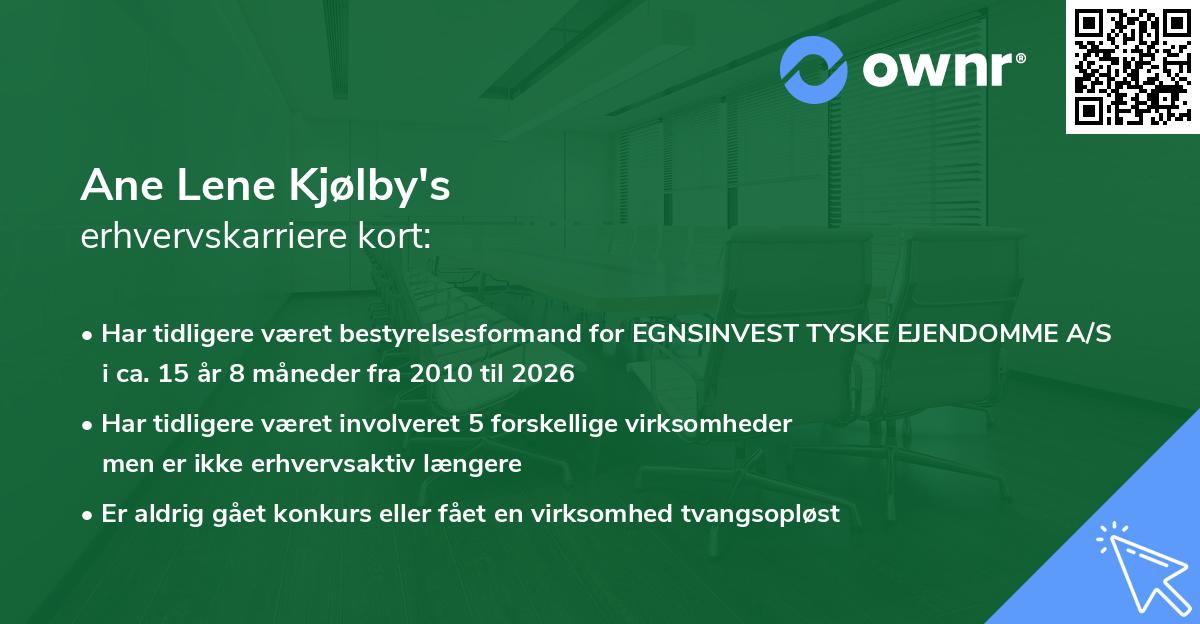 Ane Lene Kjølby's erhvervskarriere kort