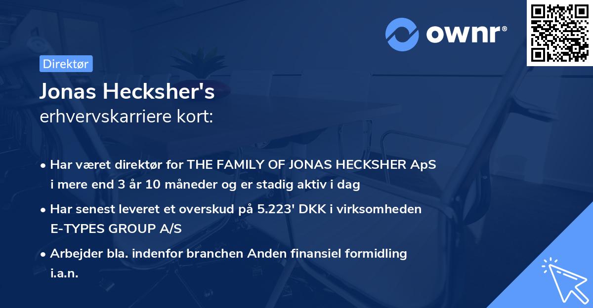 Jonas Hecksher's erhvervskarriere kort