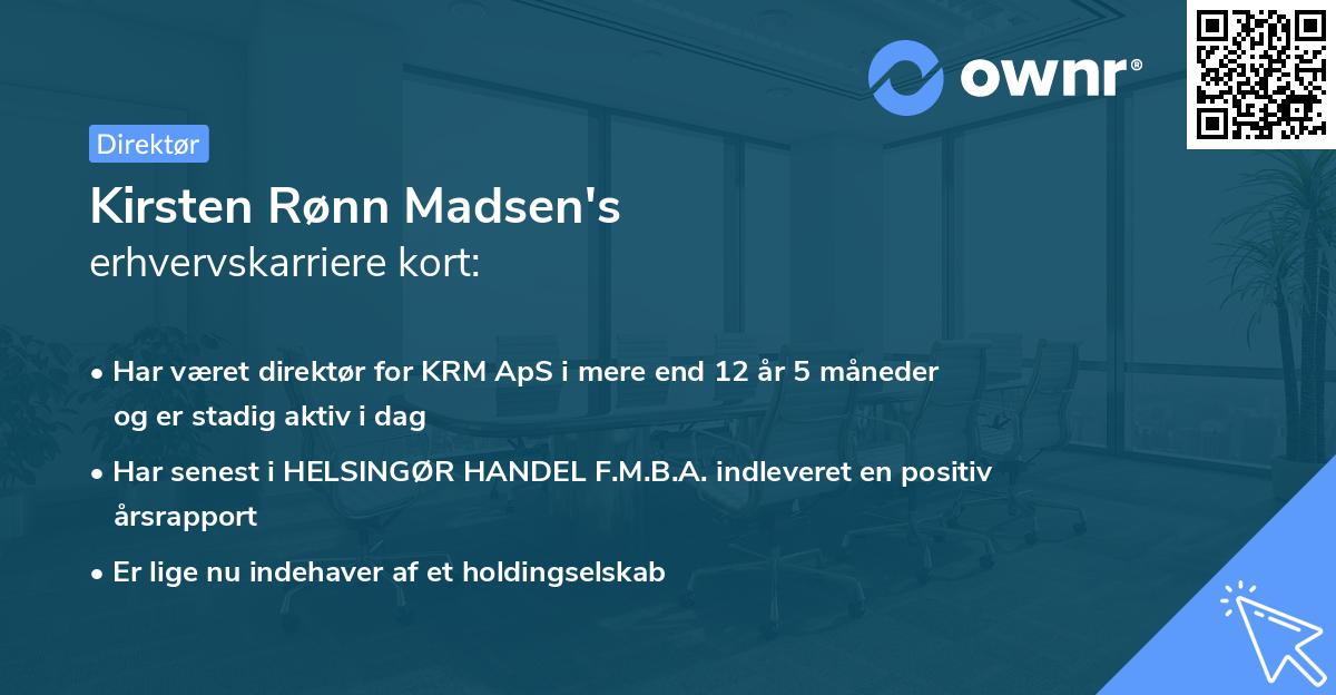 Kirsten Rønn Madsen's erhvervskarriere kort