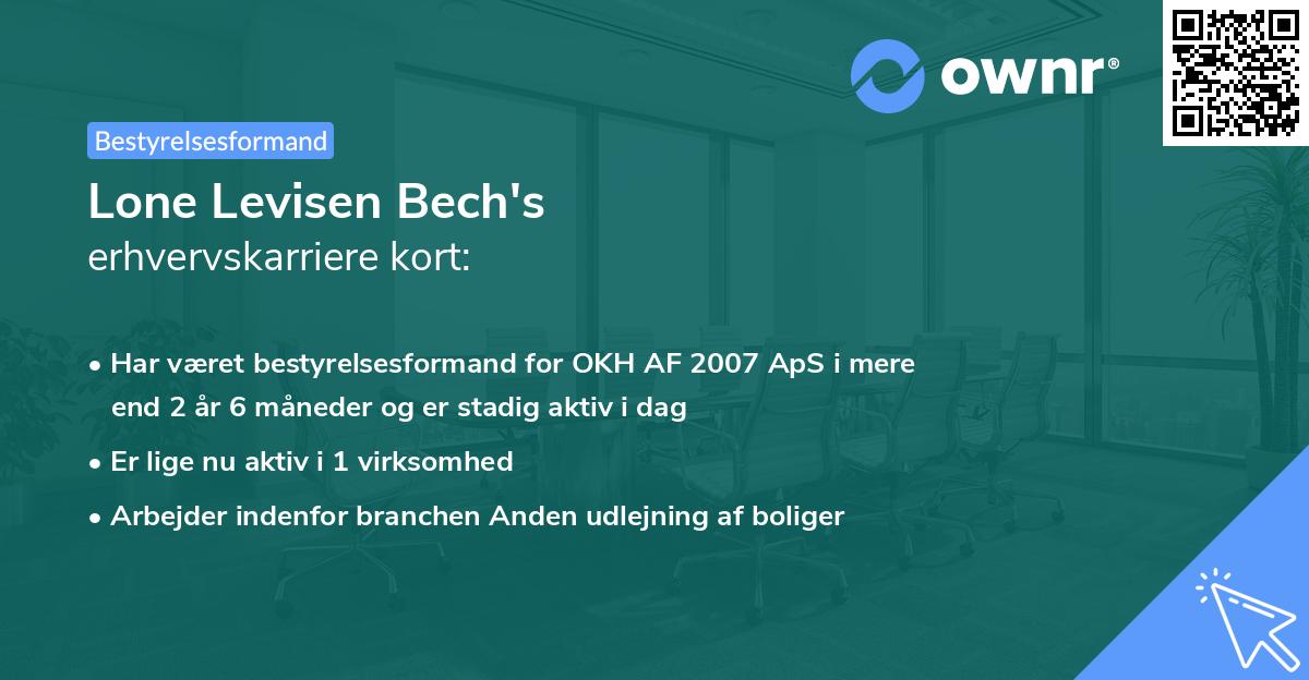 Lone Levisen Bech's erhvervskarriere kort