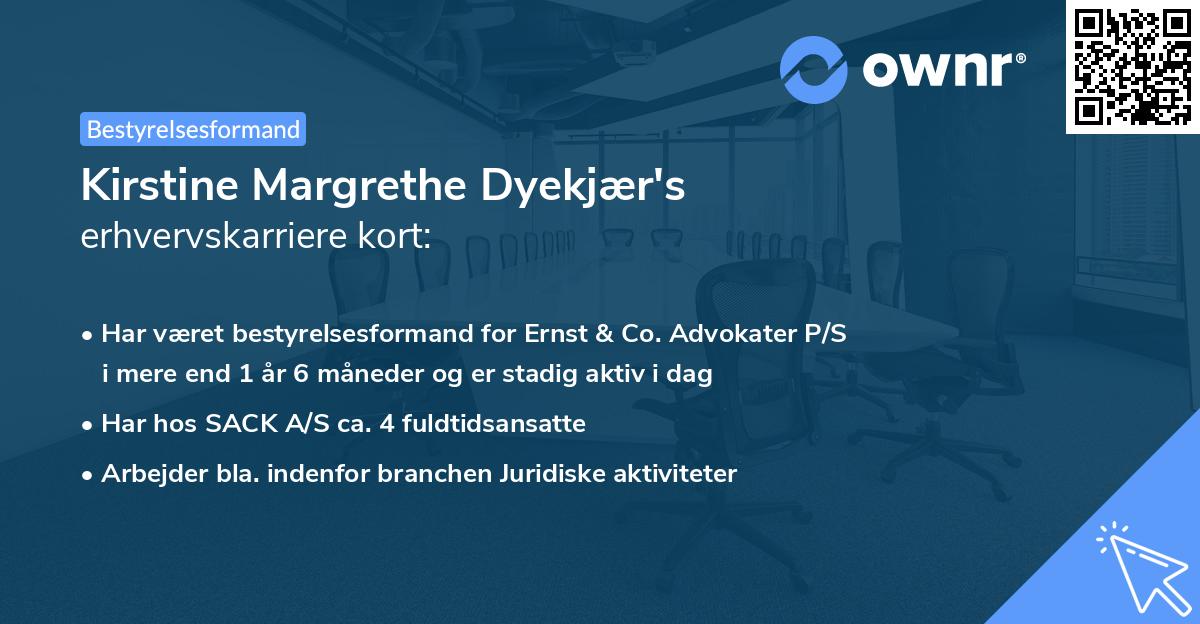 Kirstine Margrethe Dyekjær's erhvervskarriere kort