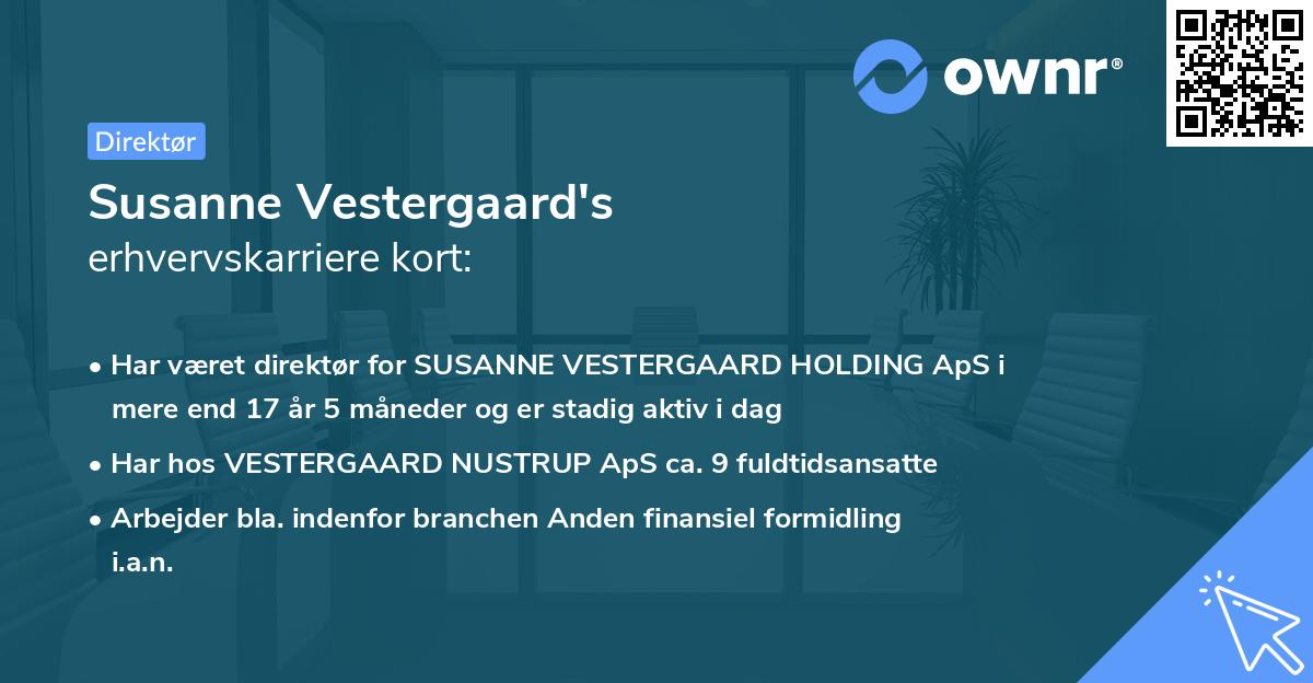 Susanne Vestergaard's erhvervskarriere kort