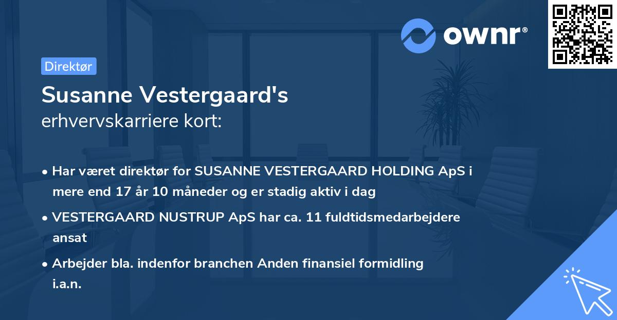 Susanne Vestergaard's erhvervskarriere kort