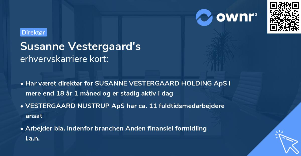 Susanne Vestergaard's erhvervskarriere kort