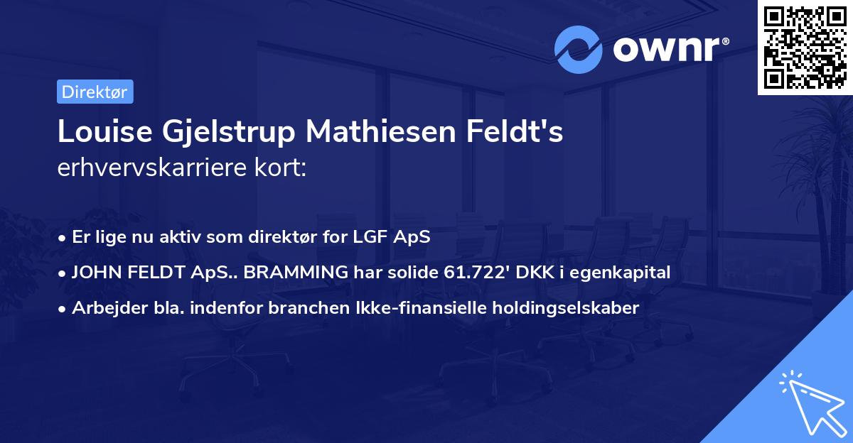 Louise Gjelstrup Mathiesen Feldt's erhvervskarriere kort