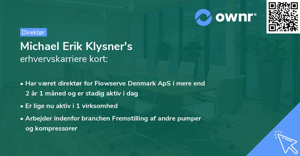 Michael Erik Klysner's erhvervskarriere kort