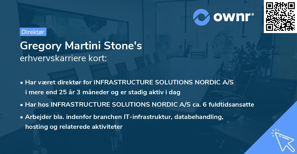Gregory Martini Stone's erhvervskarriere kort