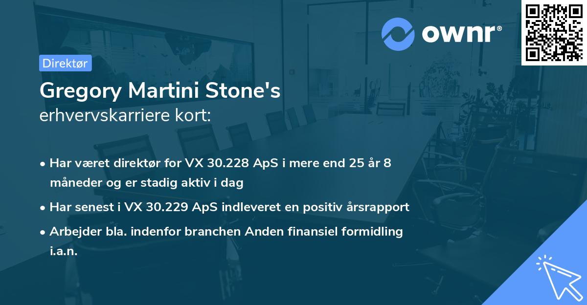 Gregory Martini Stone's erhvervskarriere kort