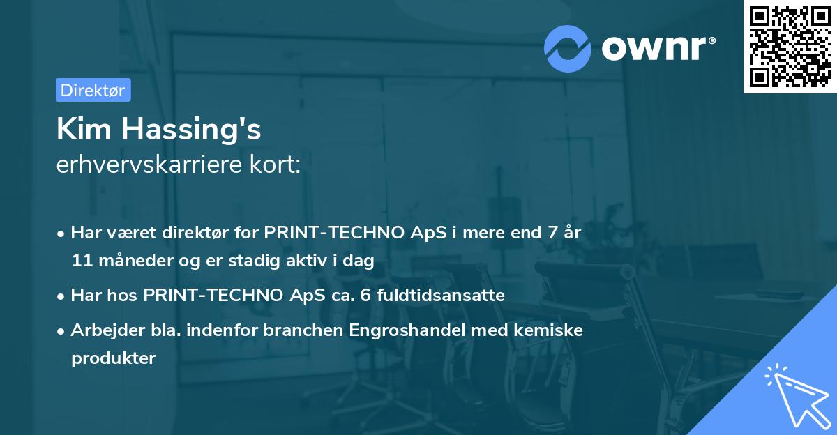 Kim Hassing's erhvervskarriere kort