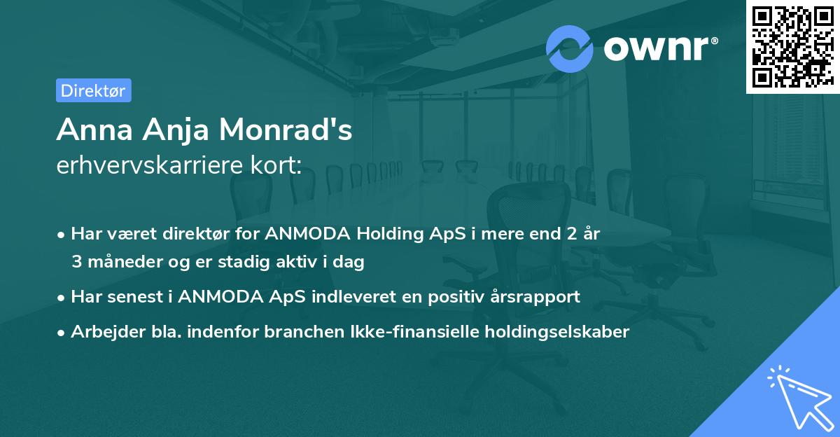 Anna Anja Monrad's erhvervskarriere kort