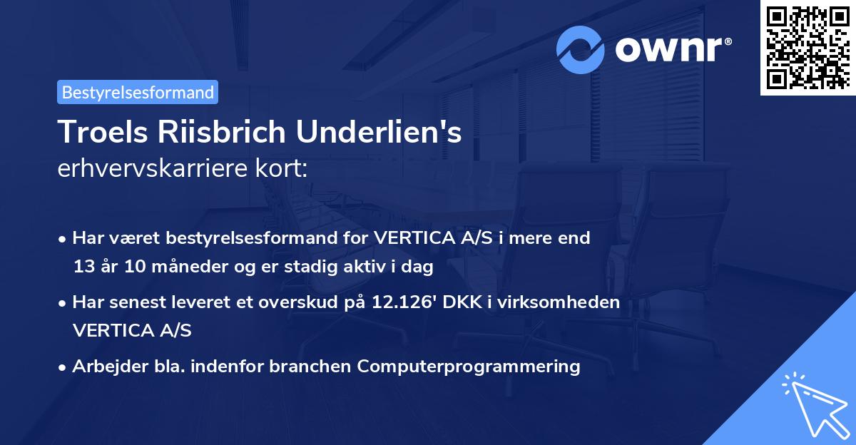 Troels Riisbrich Underlien's erhvervskarriere kort