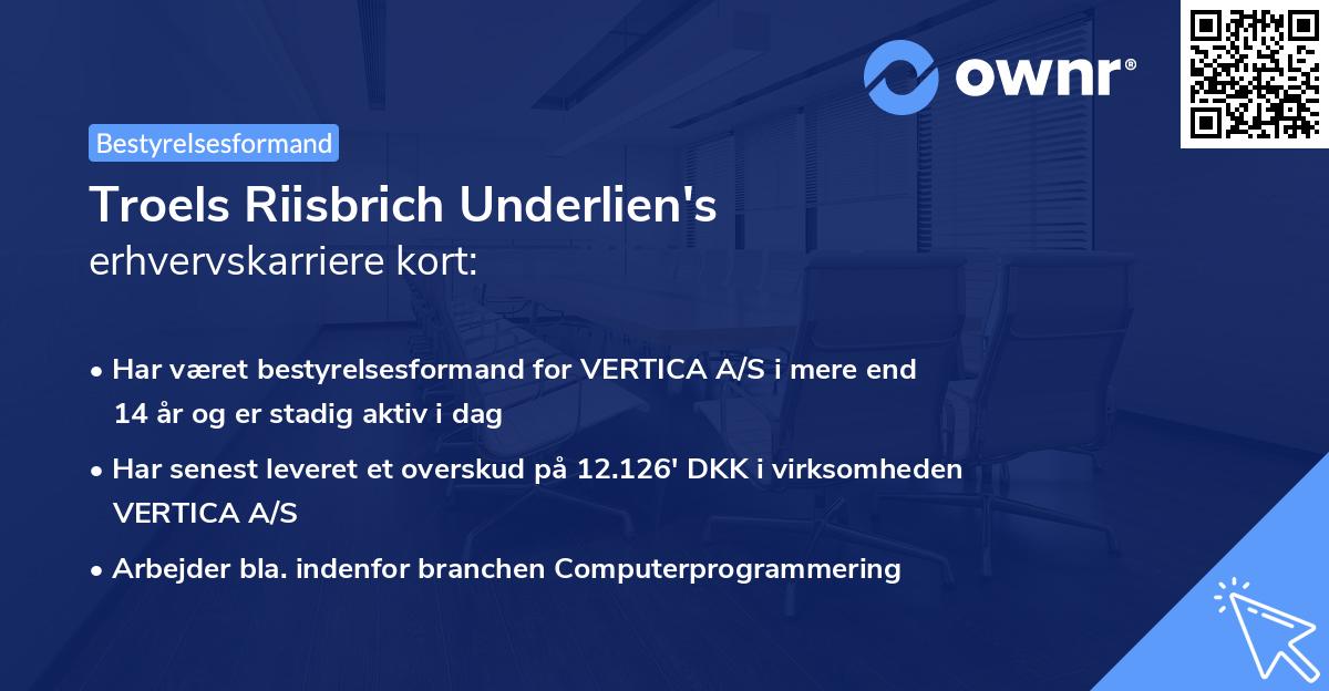 Troels Riisbrich Underlien's erhvervskarriere kort