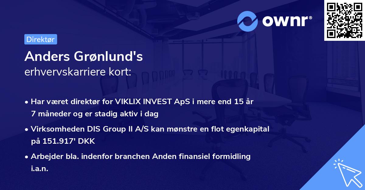 Anders Grønlund's erhvervskarriere kort