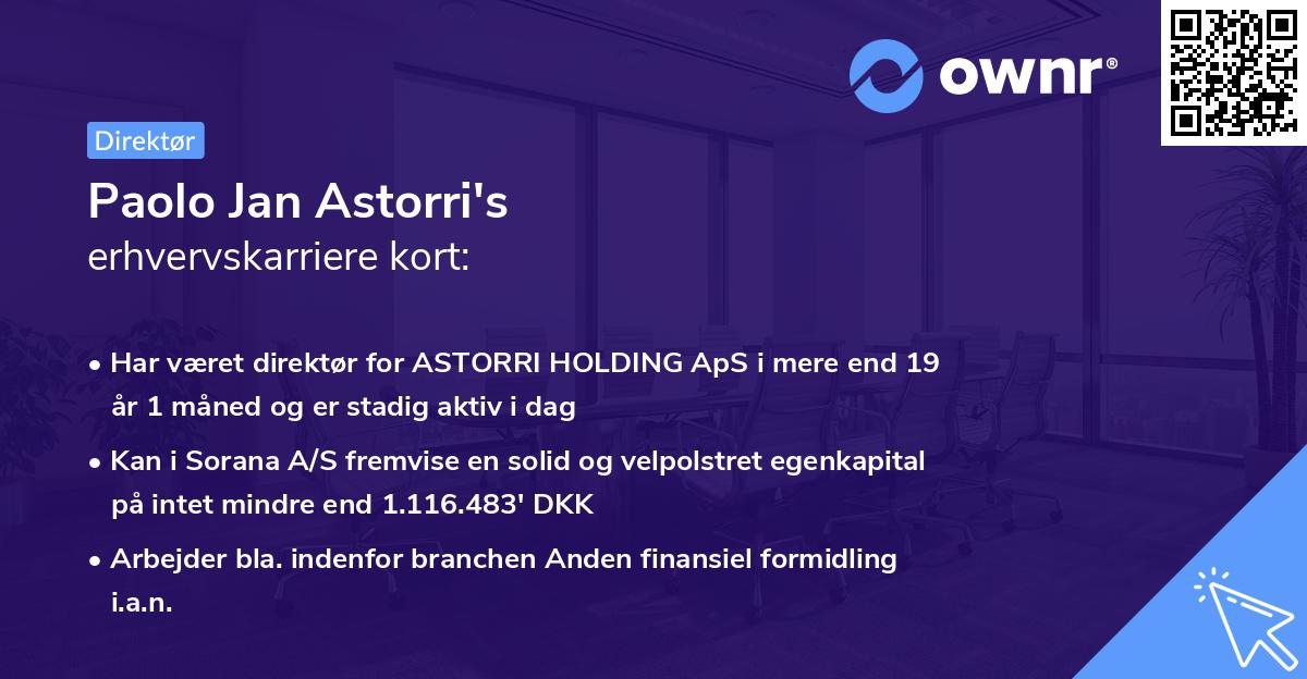 Paolo Jan Astorri's erhvervskarriere kort