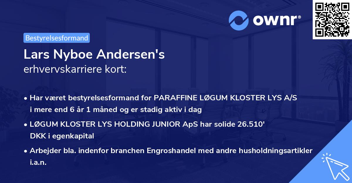 Lars Nyboe Andersen's erhvervskarriere kort
