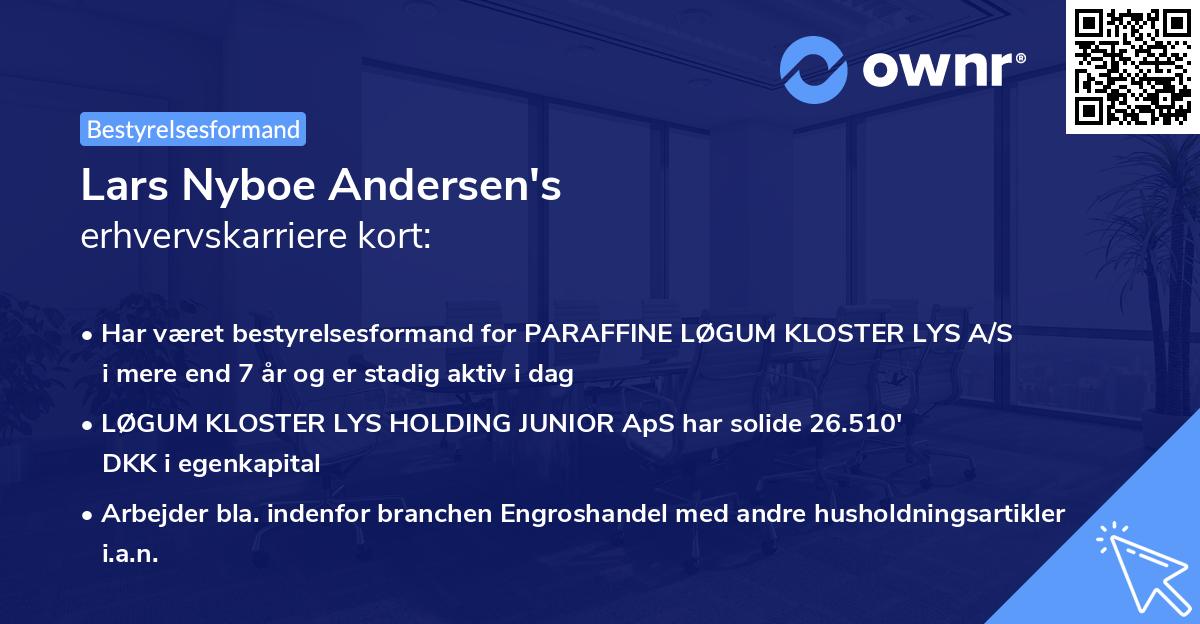 Lars Nyboe Andersen's erhvervskarriere kort