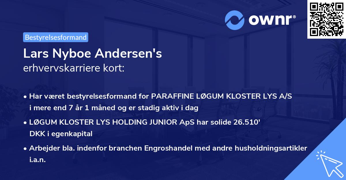 Lars Nyboe Andersen's erhvervskarriere kort