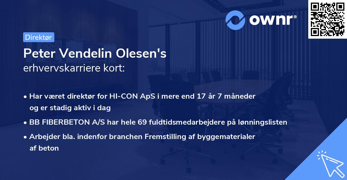 Peter Vendelin Olesen's erhvervskarriere kort