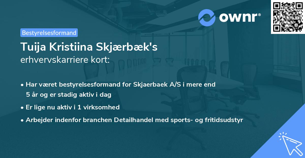 Tuija Kristiina Skjærbæk's erhvervskarriere kort