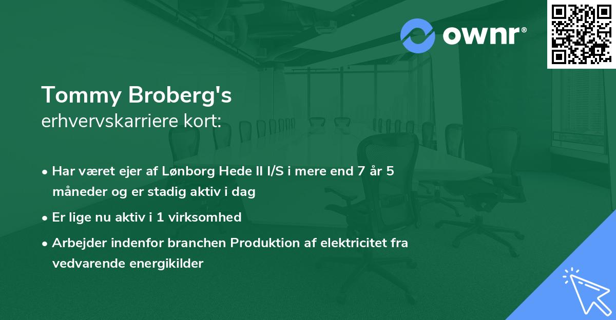 Tommy Broberg's erhvervskarriere kort