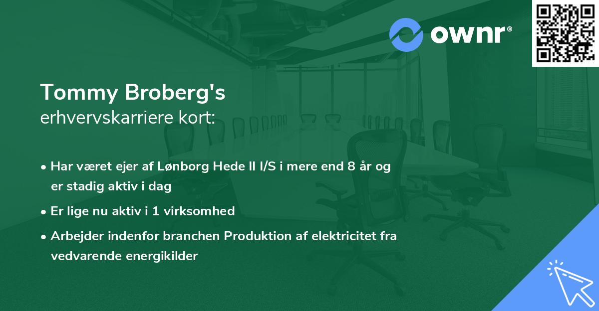 Tommy Broberg's erhvervskarriere kort